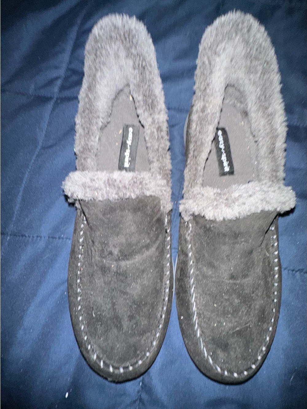 Easy Spirit Women's black Faux-Suede Cozy Lined Slip-On Slippers